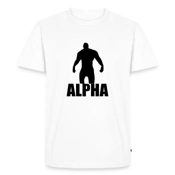 alpha - Men's Premium Organic T-Shirt - white - Front - Nico (187cm)