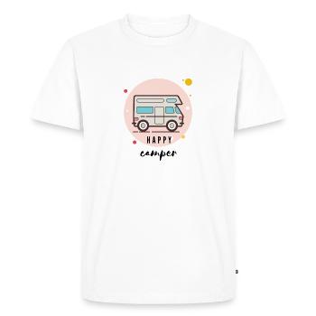 T-shirt camping-car heureux - Van Life- voyage - T-shirt Premium bio Homme - blanc - Devant - Nico (187cm)