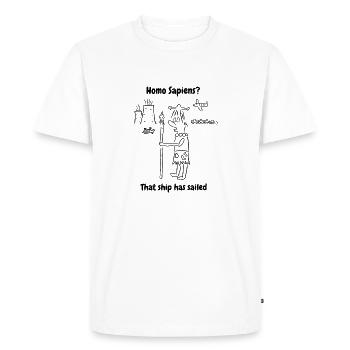 Homo Sapiens Ce navire a navigué - T-shirt Premium bio Homme - blanc - Devant - Nico (187cm)