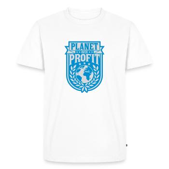 planet over profit quote - Men's Premium Organic T-Shirt - white - Front - Nico (187cm)