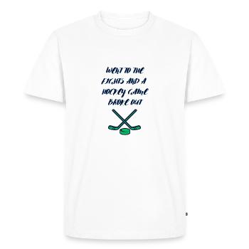Went to The Fights and a Hockey Game Broke Out - Men's Premium Organic T-Shirt - white - Front - Nico (187cm)