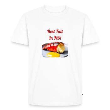 Funny Lobster design "Best Tail in NB!" - Men's Premium Organic T-Shirt - white - Front - Nico (187cm)