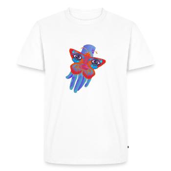 Psychedelic Moth - design trippant coloré - T-shirt Premium bio Homme - blanc - Devant - Nico (187cm)