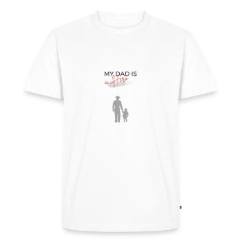 My Dad is a Hero - Men's Premium Organic T-Shirt - white - Front - Nico (187cm)