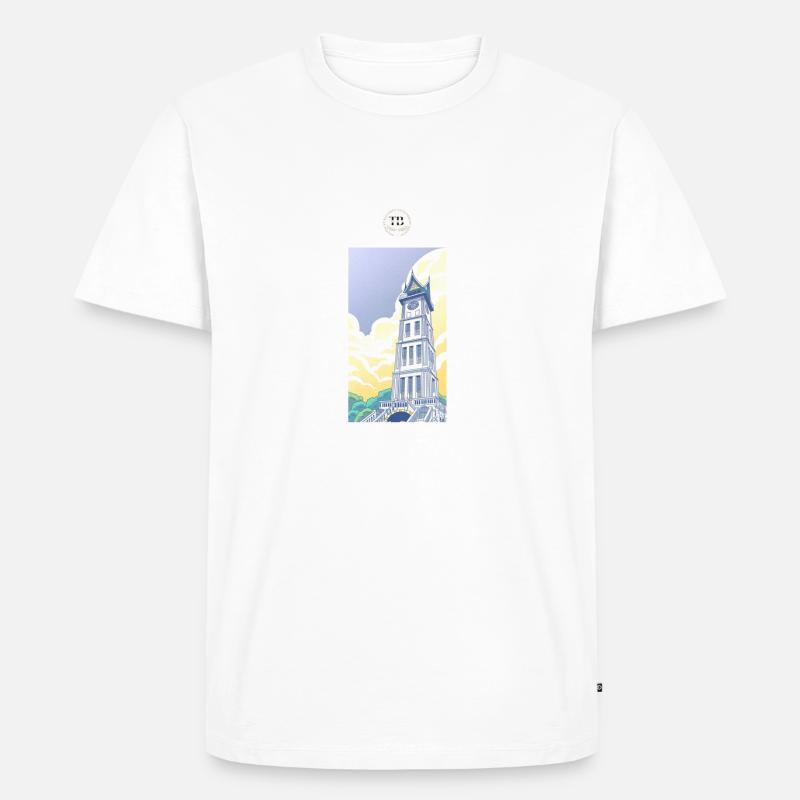 Blue Clock L - Männer Premium Bio T-Shirt - Weiß