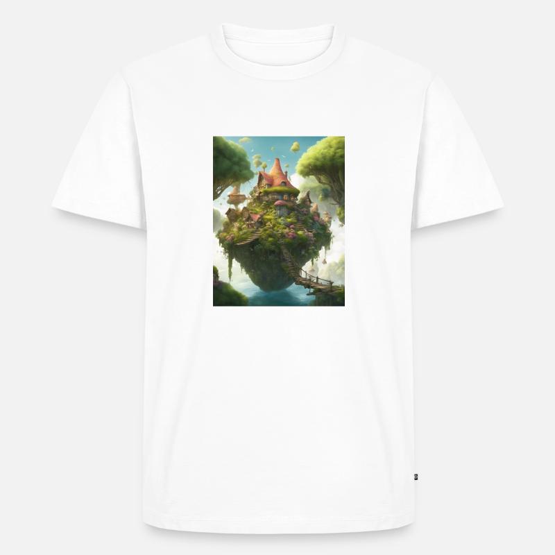 Schwebendes Elfendorf - Männer Premium Bio T-Shirt - Weiß