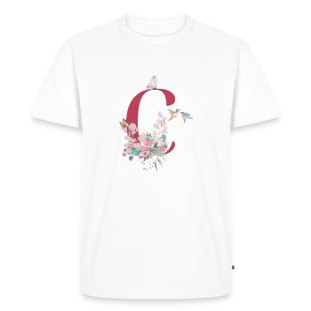 Lettre c floral -idée cadeau - T-shirt Premium bio Homme - blanc - Devant - Nico (187cm)