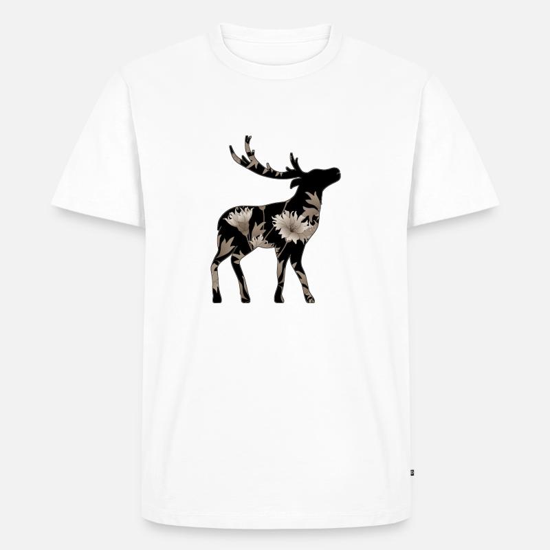 Hirsch - Männer Premium Bio T-Shirt - Weiß