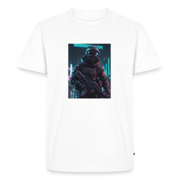 Veilleur de nuit d’élite - T-shirt Premium bio Homme - blanc - Devant - Nico (187cm)