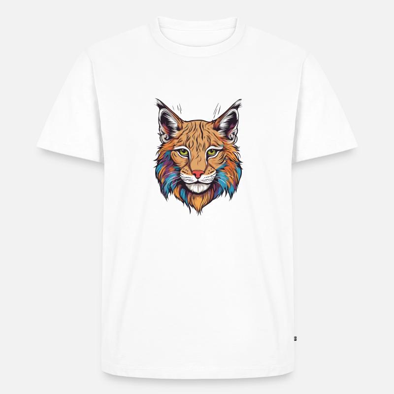 Luchs-Katze - Männer Premium Bio T-Shirt - Weiß