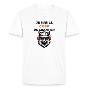 Je suis le chef de chantier renard - T-shirt Premium bio Homme - blanc - Devant - Nico (187cm)