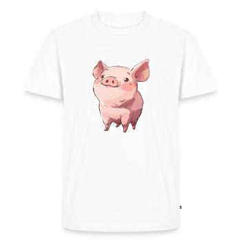 Schweinchen Piggy - Men's Premium Organic T-Shirt - white - Front - Nico (187cm)