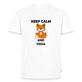 Yoga Renard Garder son calme - T-shirt Premium bio Homme - blanc - Devant - Nico (187cm)
