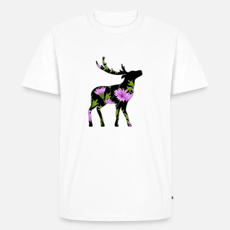 Hirsch - Männer Premium Bio T-Shirt - Weiß