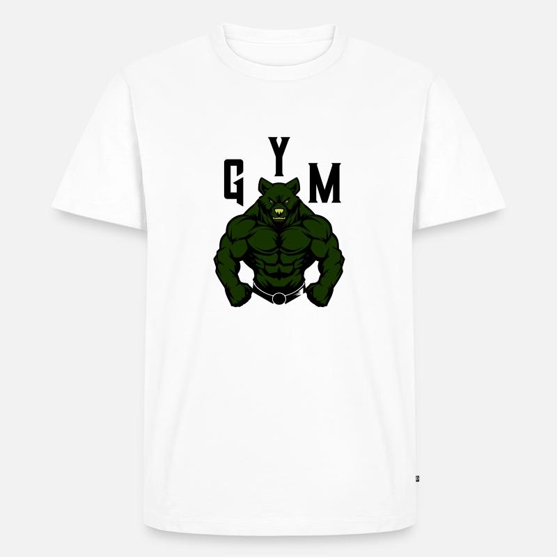 bär comic gym beast - Männer Premium Bio T-Shirt - Weiß
