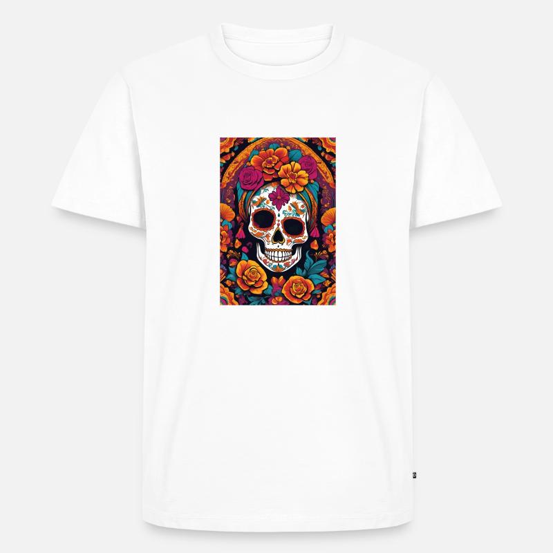 Sugar Skull TShirt - Männer Premium Bio T-Shirt - Weiß