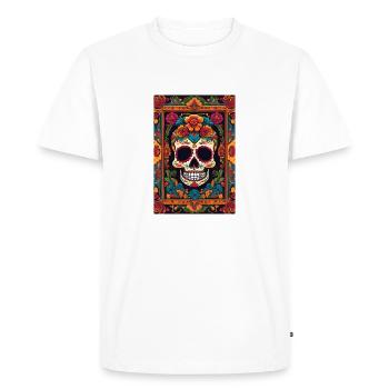 Sugar Skull Tshirt V2 - Men's Premium Organic T-Shirt - white - Front - Nico (187cm)