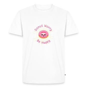 Donut worry be happy - Men's Premium Organic T-Shirt - white - Front - Nico (187cm)