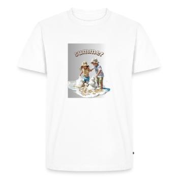 Colorful 70s Style Women Empowerment T shirt 1 - T-shirt Premium bio Homme - blanc - Devant - Nico (187cm)