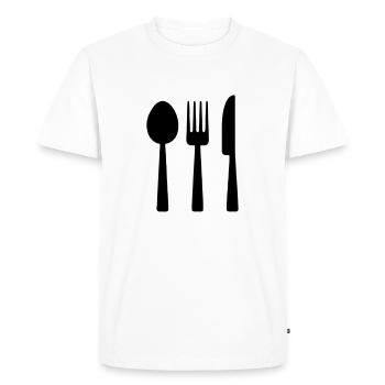 Couverts de table - T-shirt Premium bio Homme - blanc - Devant - Nico (187cm)