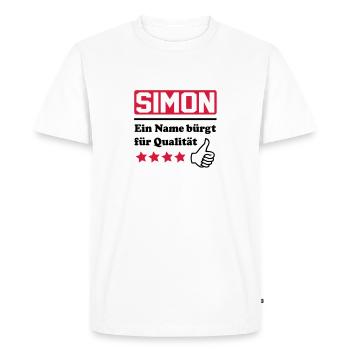 simon - Men's Premium Organic T-Shirt - white - Front - Nico (187cm)