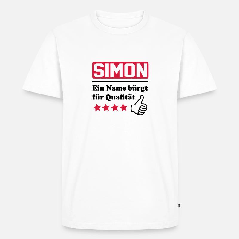 simon - Männer Premium Bio T-Shirt - Weiß