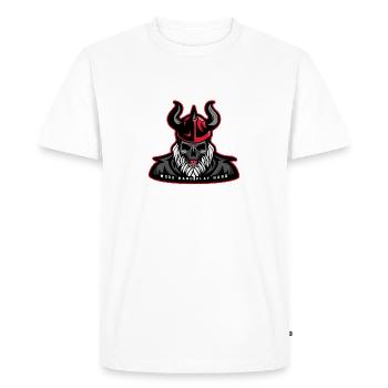 Work Hard Play Hard - Men's Premium Organic T-Shirt - white - Front - Nico (187cm)