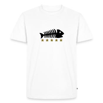 Fishing Fishbone Logo - Men's Premium Organic T-Shirt - white - Front - Nico (187cm)