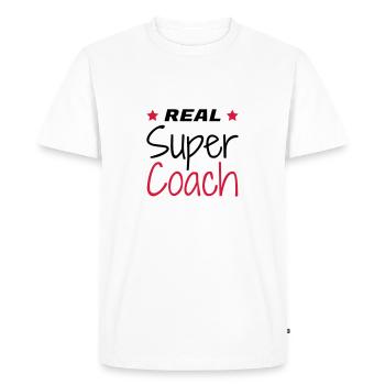 Coach / Coaching / Entraineur / Sport - T-shirt Premium bio Homme - blanc - Devant - Nico (187cm)