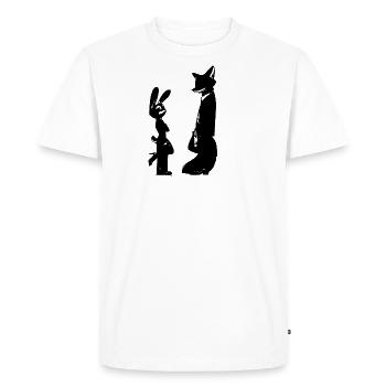 Lapin et renard noir dans le style M. Mme Schwartz - T-shirt Premium bio Homme - blanc - Devant - Nico (187cm)