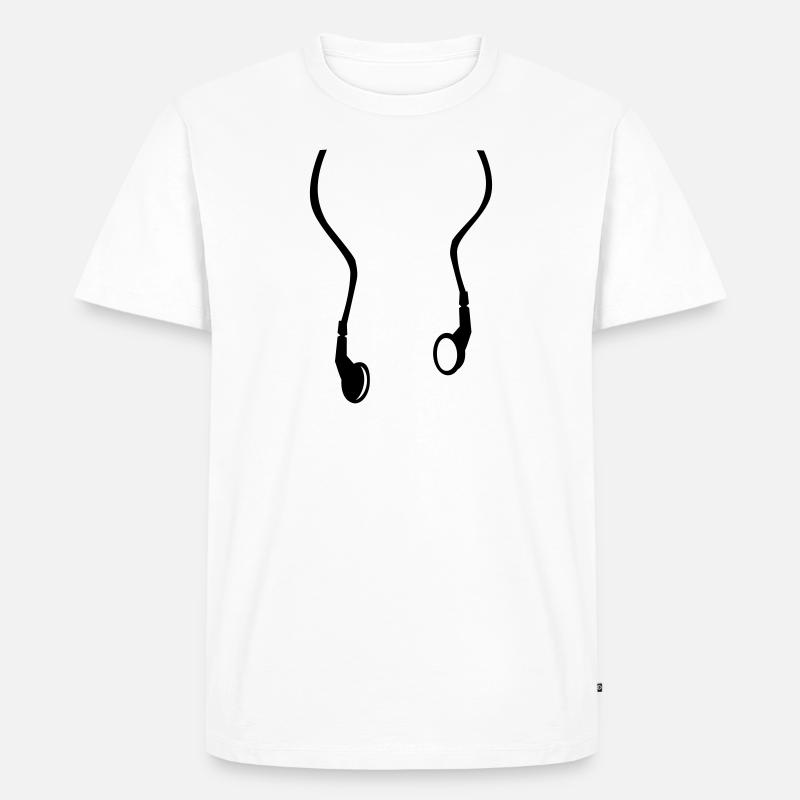 Kopfhörer - Männer Premium Bio T-Shirt - Weiß