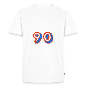 90. 90 YEARS. 90TH ANNIVERSARY. 90TH ANNIVERSARY. - Men's Premium Organic T-Shirt - white - Front - Nico (187cm)