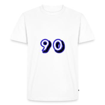 90. 90 ANS. 90e ANNIVERSAIRE. ANNIVERSAIRE 90 ANS. - T-shirt Premium bio Homme - blanc - Devant - Nico (187cm)