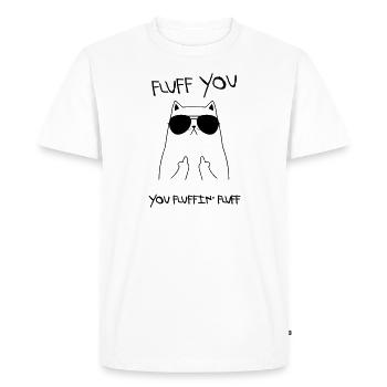 Fluff You - You Fluffin' Fluff | Geek Cat Design - T-shirt Premium bio Homme - blanc - Devant - Nico (187cm)