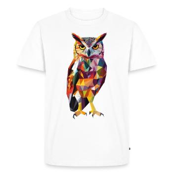 Low Poly Owl – un design moderne pour les petits malins - T-shirt Premium bio Homme - blanc - Devant - Nico (187cm)