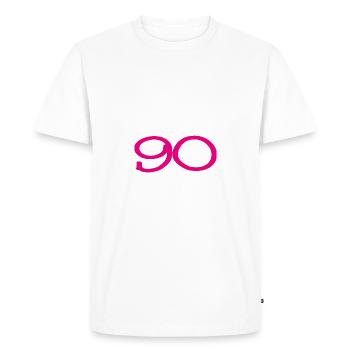 90. 90 YEARS. 90TH ANNIVERSARY. 90TH ANNIVERSARY. - Men's Premium Organic T-Shirt - white - Front - Nico (187cm)
