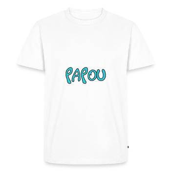 PAPOU. PAPA. FÊTE DES PÈRES. BONNE FÊTE PAPA - T-shirt Premium bio Homme - blanc - Devant - Nico (187cm)