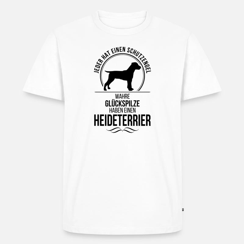 HEIDETERRIER Schutzengel Hunde Spruch Wilsigns - Männer Premium Bio T-Shirt - Weiß