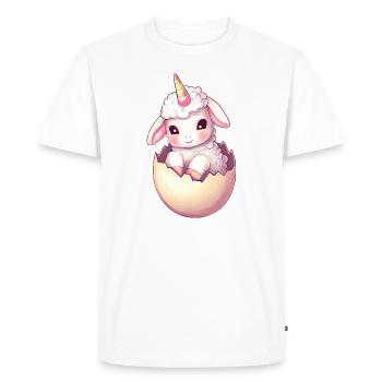 Mouton avec licorne en coquille d’œuf Imaginatif - T-shirt Premium bio Homme - blanc - Devant - Nico (187cm)