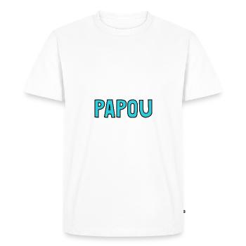 PAPOU. PAPA. FÊTE DES PÈRES. BONNE FÊTE PAPA - T-shirt Premium bio Homme - blanc - Devant - Nico (187cm)