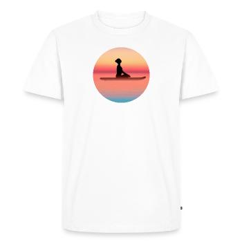 Yoga SUP Stand Up Paddling Woman at Sunset - Men's Premium Organic T-Shirt - white - Front - Nico (187cm)