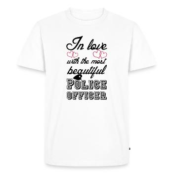 En amour - Police Police, Amour, Paroles, Cadeau - T-shirt Premium bio Homme - blanc - Devant - Nico (187cm)