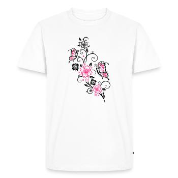 Cherry blossoms with butterflies - Men's Premium Organic T-Shirt - white - Front - Nico (187cm)