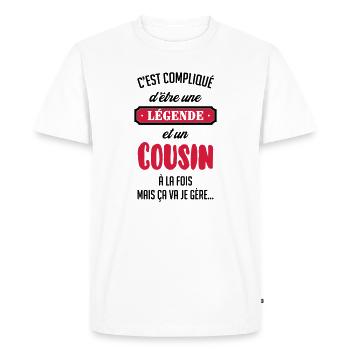 Cousin - Cousine - Famille - Naissance - Bébé - Men's Premium Organic T-Shirt - white - Front - Nico (187cm)