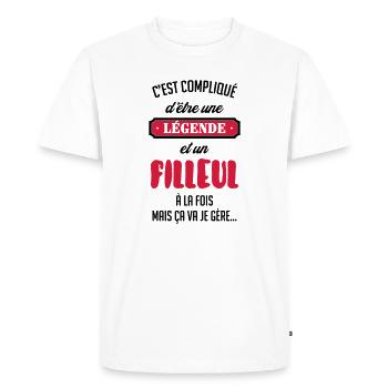 Parrain / Marraine / Filleule / Filleul / Baptême - T-shirt Premium bio Homme - blanc - Devant - Nico (187cm)