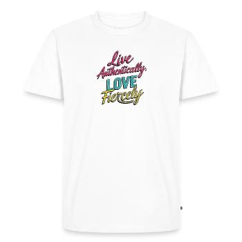 Live Authentically, Love Fiercely - Men's Premium Organic T-Shirt - white - Front - Nico (187cm)