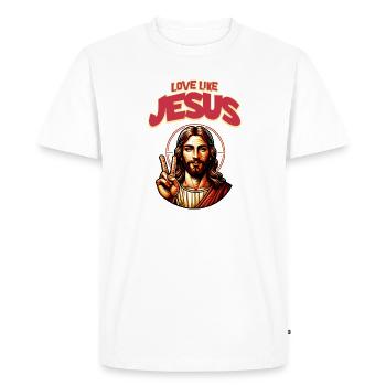 Aimer comme Jésus Visage classique de Jésus - T-shirt Premium bio Homme - blanc - Devant - Nico (187cm)