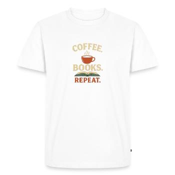 Livres de café Répéter - T-shirt Premium bio Homme - blanc - Devant - Nico (187cm)