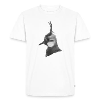 Portrait du vanneau huppé - Tête d’oiseau gris avec couronne de plumes - T-shirt Premium bio Homme - blanc - Devant - Nico (187cm)