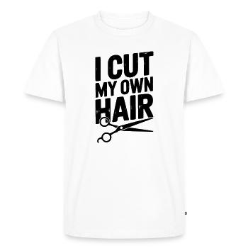 Je me coupe les cheveux moi-même - T-shirt Premium bio Homme - blanc - Devant - Nico (187cm)